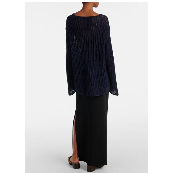 Khaite Elowen Open Knit Sweater in Navy S - Picture 2 of 5